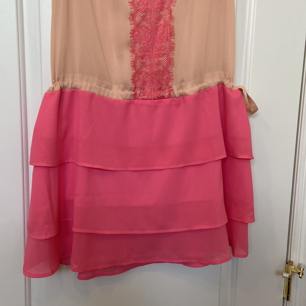 Beautiful pink and cream drop waist dress in size L - Picture 4 of 8
